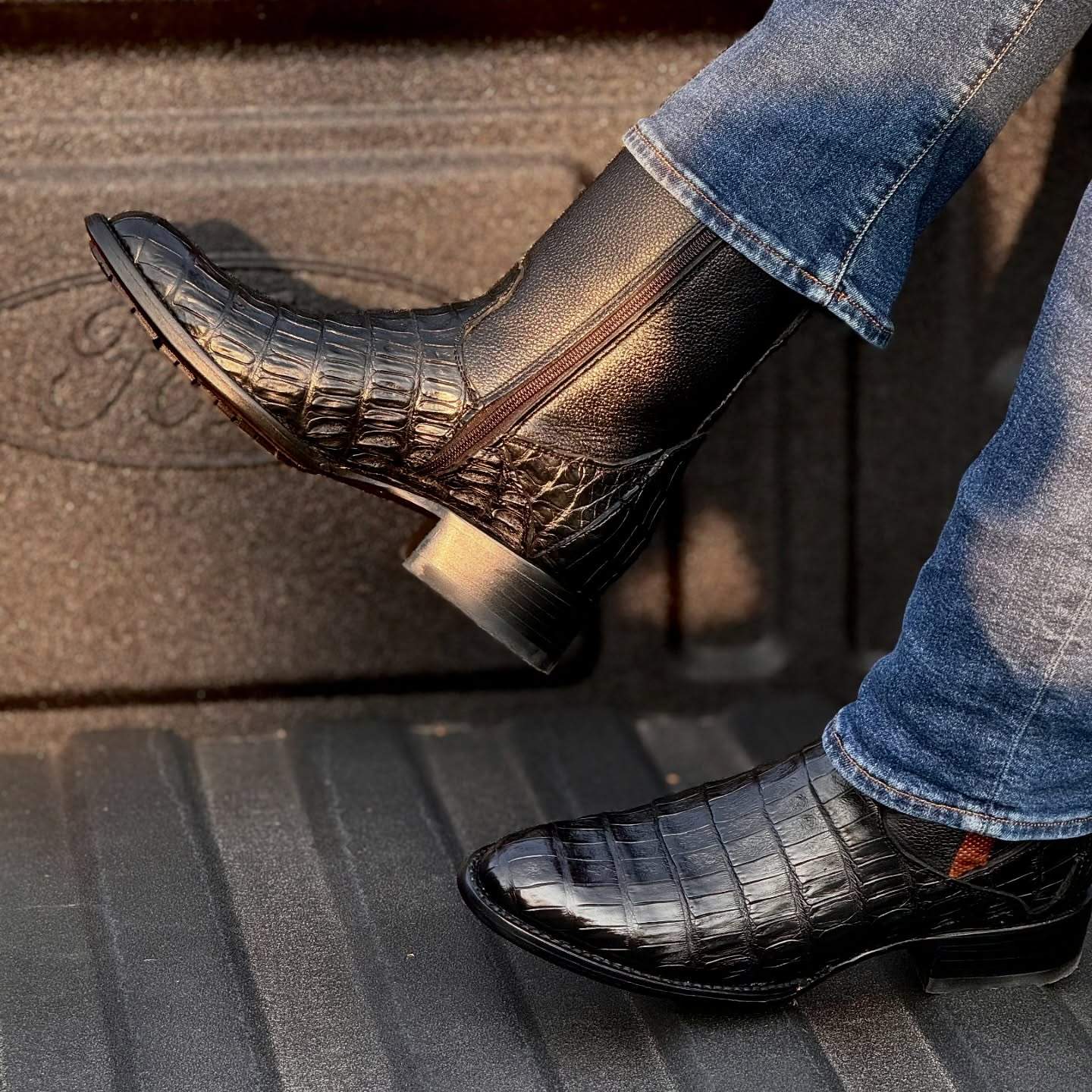 Black Crocodile Leather Cowboy Boots