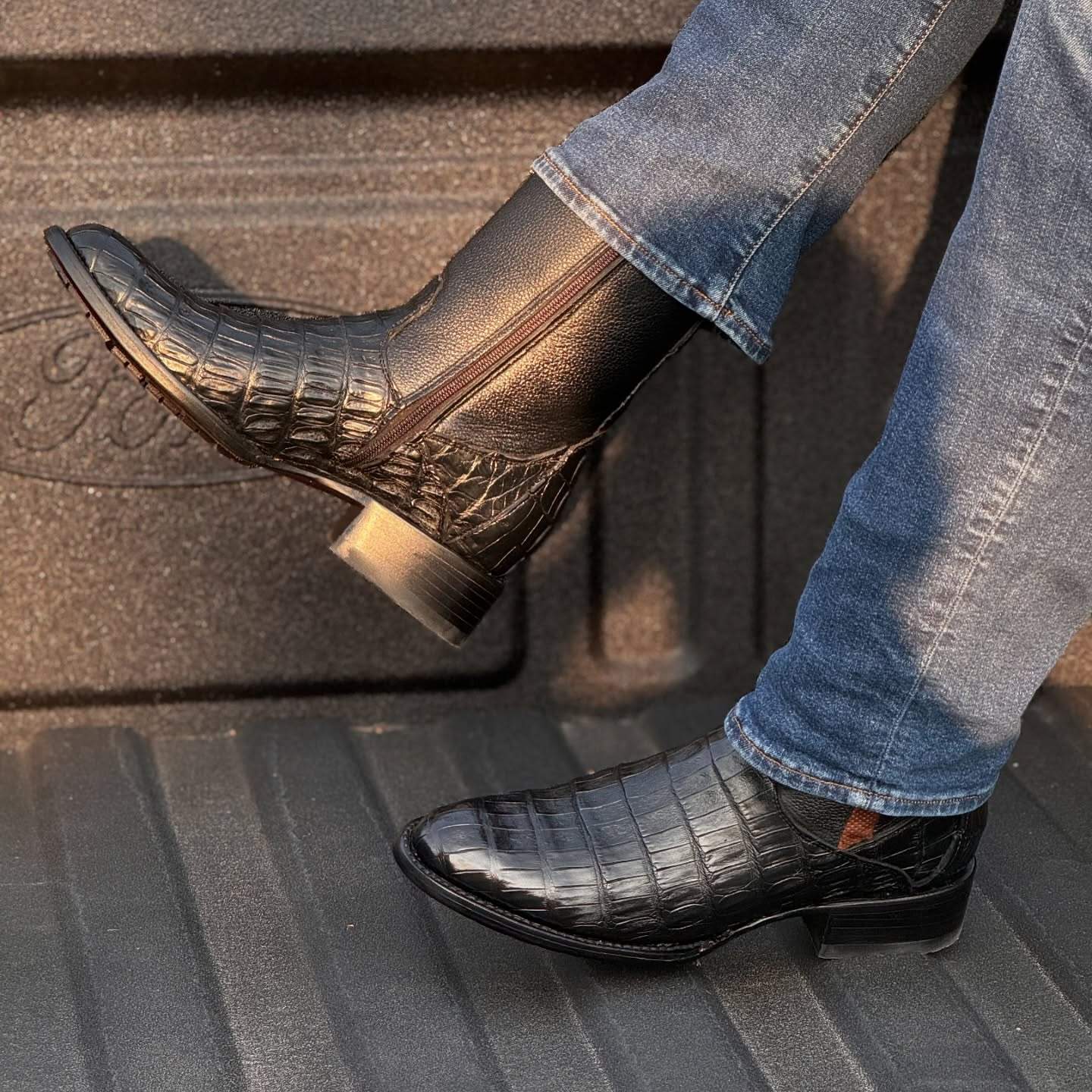 Black Crocodile Leather Cowboy Boots