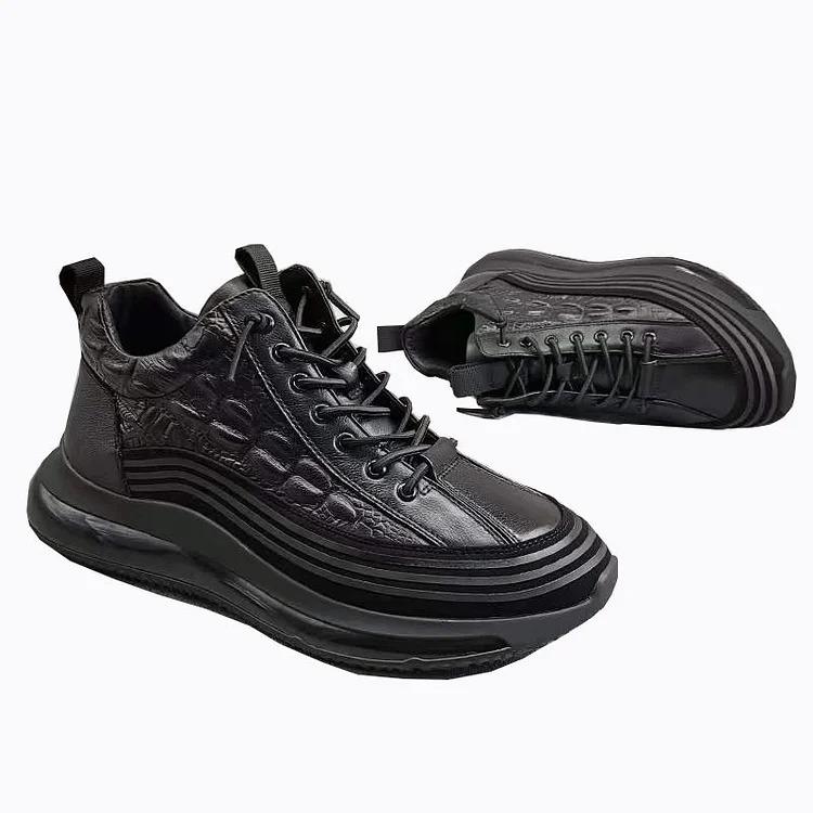 Black Alligator Pattern Sneakers