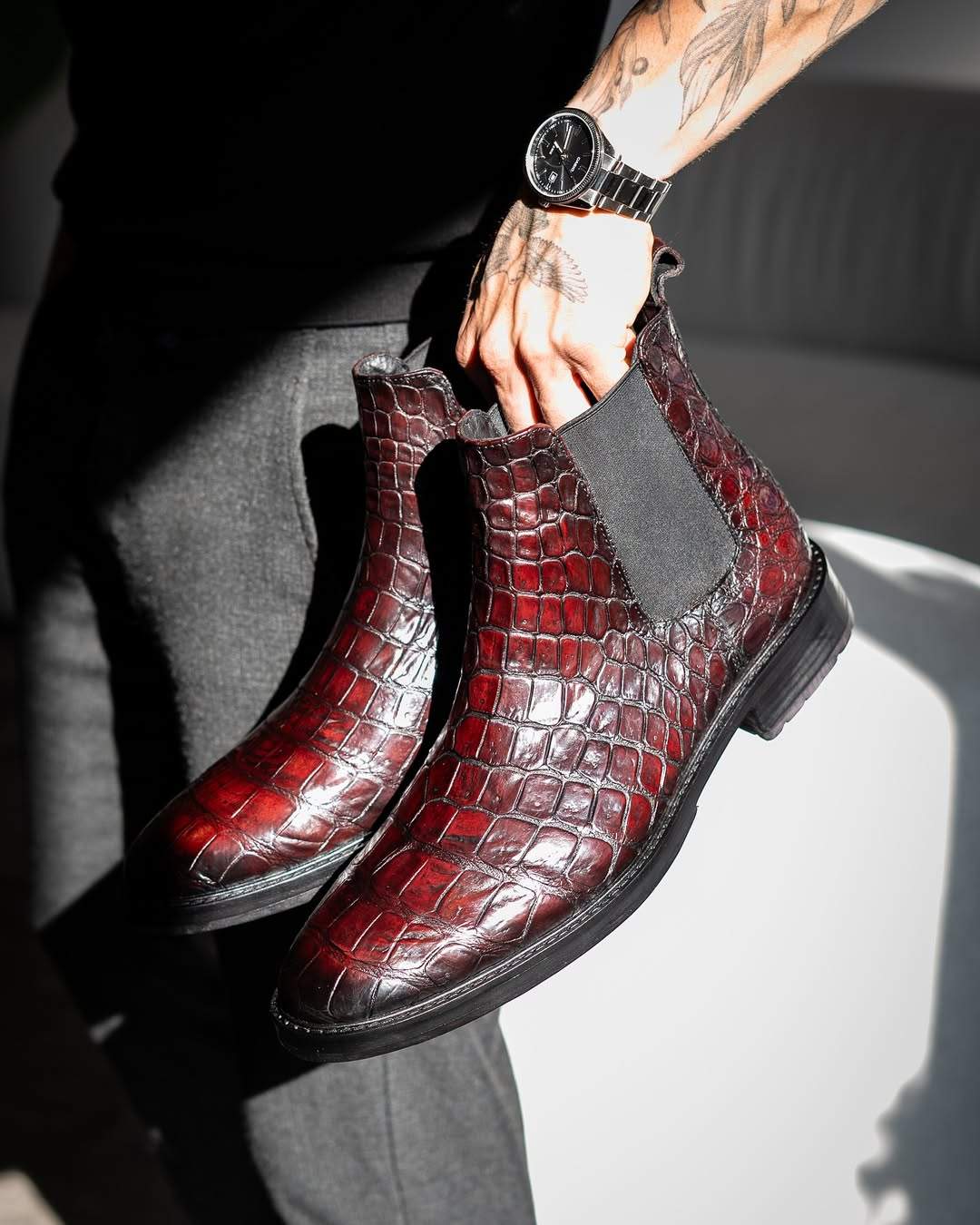 Crocodile Leather Chelsea Boots