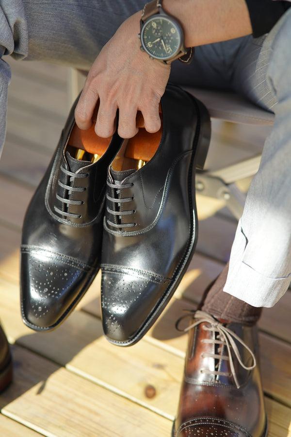 Classic Black Wingtip Oxfords