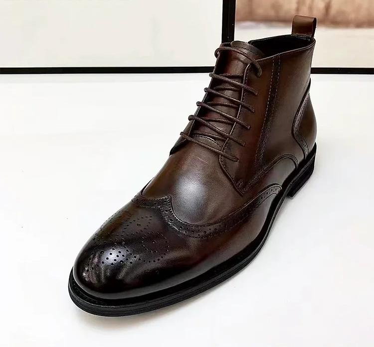 High Top Leather Boots|Side Zipper Style