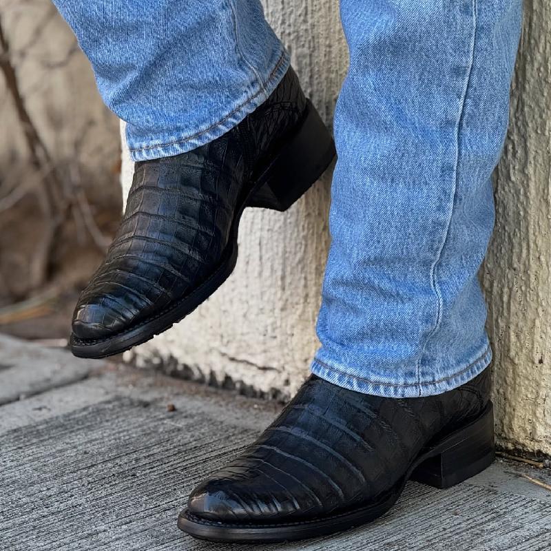 Black Crocodile Leather Cowboy Boots