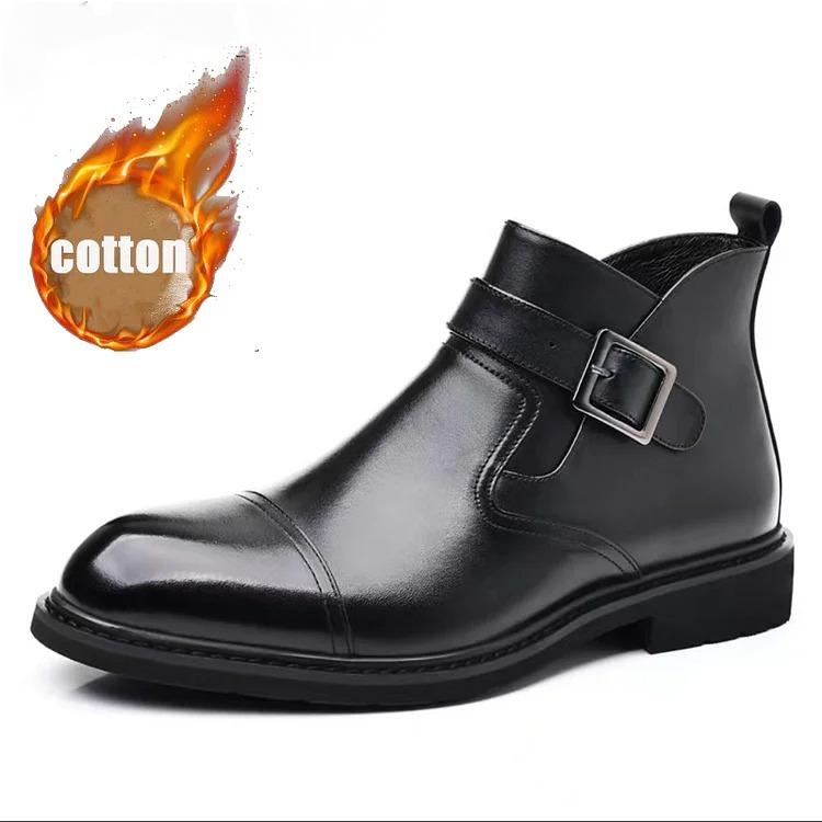 Cowhide Warm Business Dress Boots