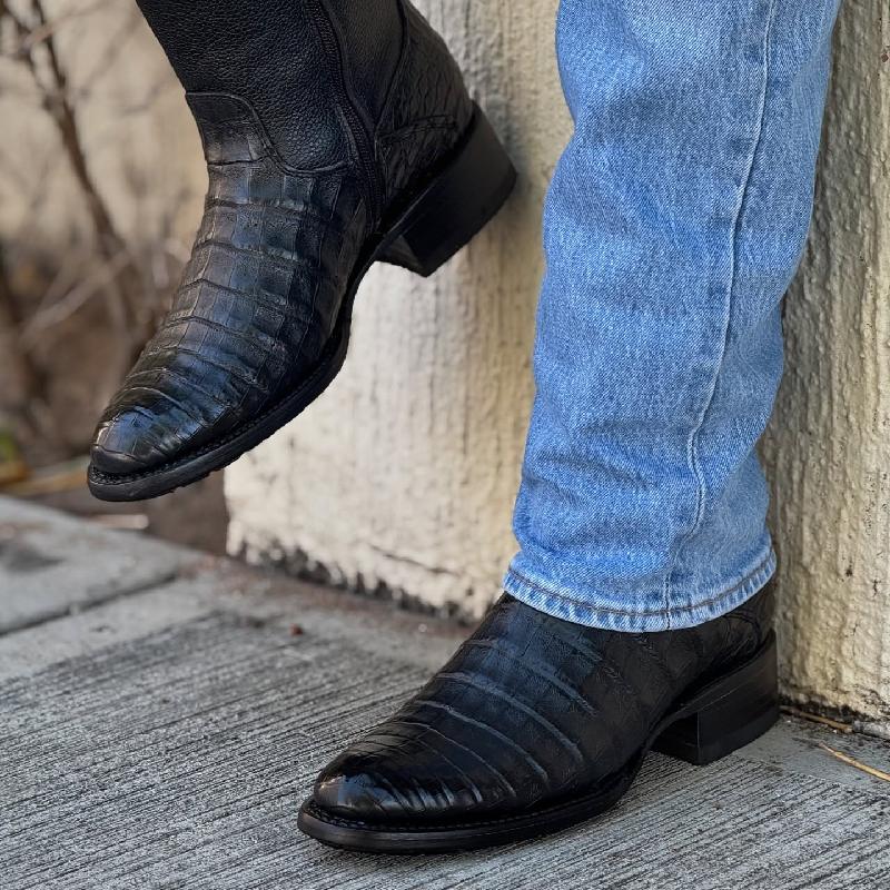 Black Crocodile Leather Cowboy Boots