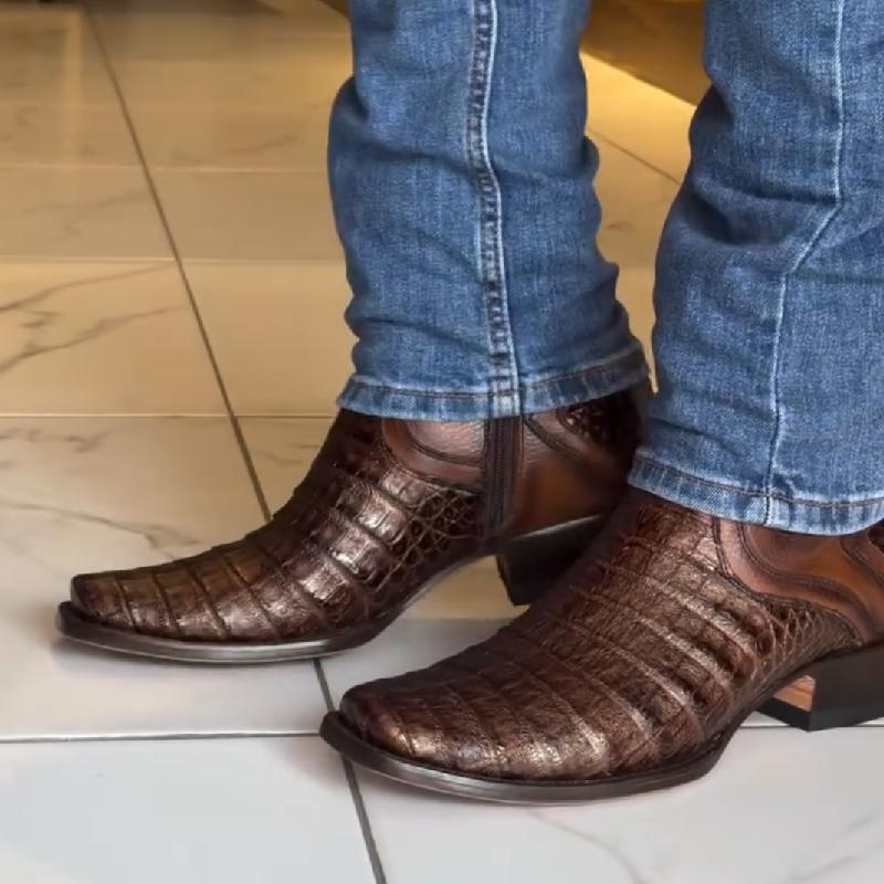 Brown Crocodile leather cowboy boots